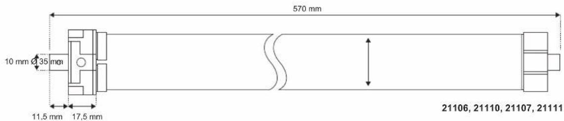 570 mm 10 mm Ø 35 mm 11,5 mm 17,5 mm 21106, 21110, 21107, 21111