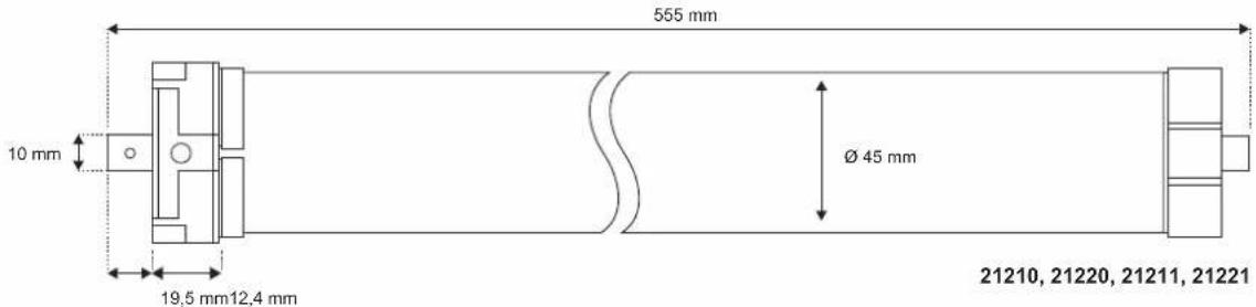 555 mm Ø 45 mm 10 mm 19,5 mm 12,4 mm 21210, 21220, 21211, 21221