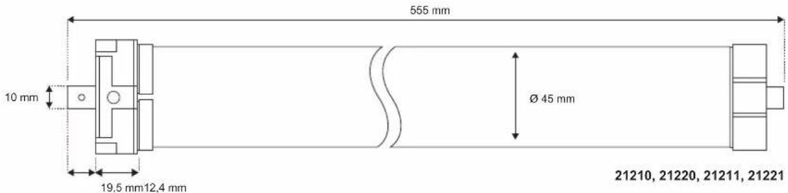 555 mm 10 mm Ø 45 mm 19,5 mm 12,4 mm 21210, 21220, 21211, 21221