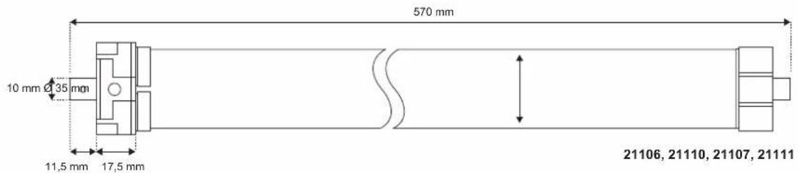 570 mm 10 mm Ø 35 mm 11,5 mm 17,5 mm 21106, 21110, 21107, 21111