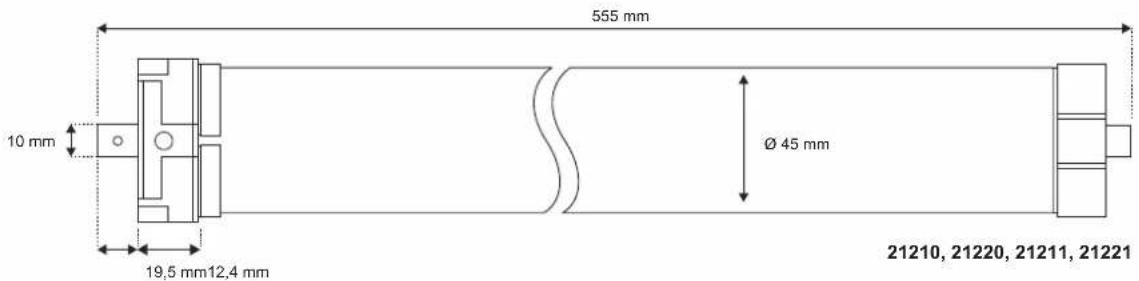 555 mm 10 mm Ø 45 mm 19,5 mm 12,4 mm 21210, 21220, 21211, 21221