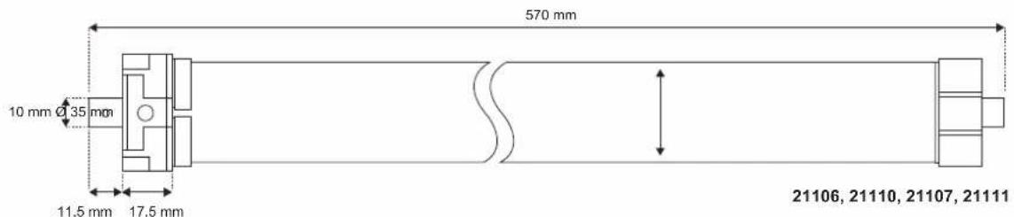 570 mm 10 mm Ø 35 mm 11,5 mm 17,5 mm 21106, 21110, 21107, 21111