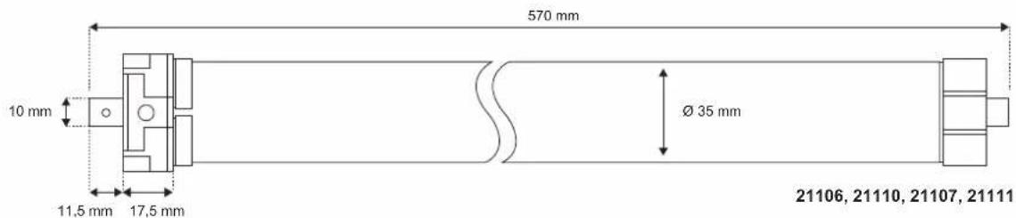 570 mm 10 mm Ø 35 mm 11,5 mm 17,5 mm 21106, 21110, 21107, 21111