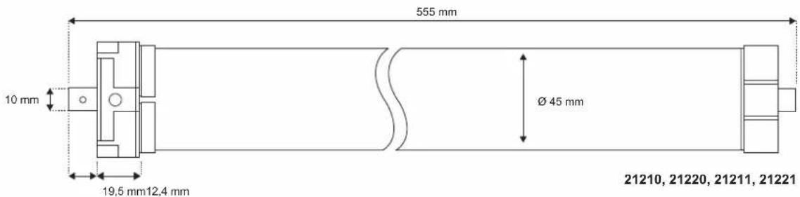 555 mm 10 mm Ø 45 mm 19,5 mm 12,4 mm 21210, 21220, 21211, 21221