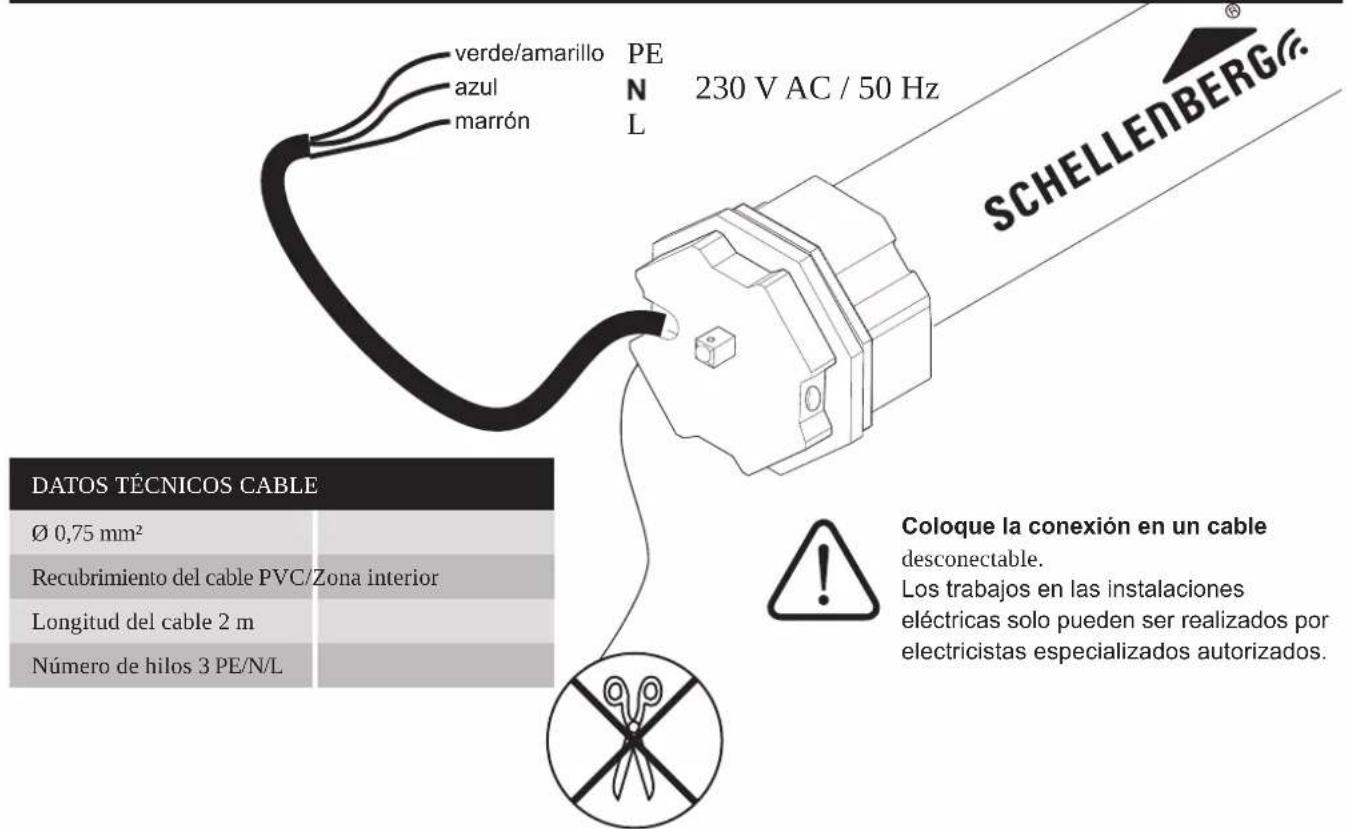 verde/amarillo PE azul N 230 V AC / 50 Hz marrón L DATOS TÉCNICOS CABLE Ø 0,75 mm² Recubrimiento del cable PVC/Zona interior Longitud del cable 2 m Número de hilos 3 PE/N/L COLoque la conexión en un cable desconectable. Los trabajos en las instalaciones eléctricas solo pueden ser realizados por electricistas especializados autorizados.