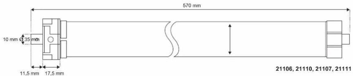 570 mm 10 mm Ø 35 mm 11,5 mm 17,5 mm 21106, 21110, 21107, 21111