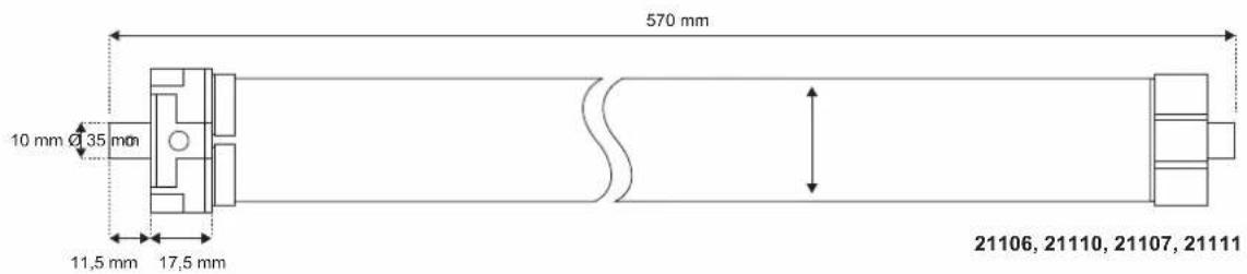 570 mm 10 mm Ø 35 mm 11,5 mm 17,5 mm 21106, 21110, 21107, 21111