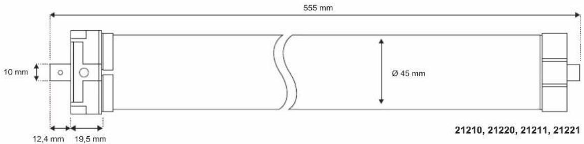 555 mm Ø 45 mm 10 mm 12,4 mm 19,5 mm 21210, 21220, 21211, 21221