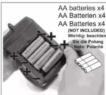 AA batteries x4 AA Batterien x4 AA Batteries x4 (NOT INCLUDED) Wichtig: beachten + Sie die Polung Note: Polarité