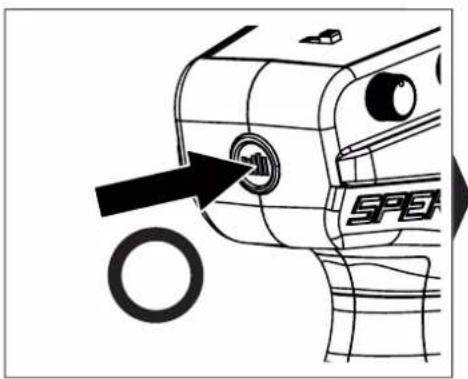 Technical diagram showing a device with a lock and a circular component, labeled 'SPA' in the background.