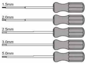 1.5mm 2.0mm 2.5mm 3.0mm 5.0mm
