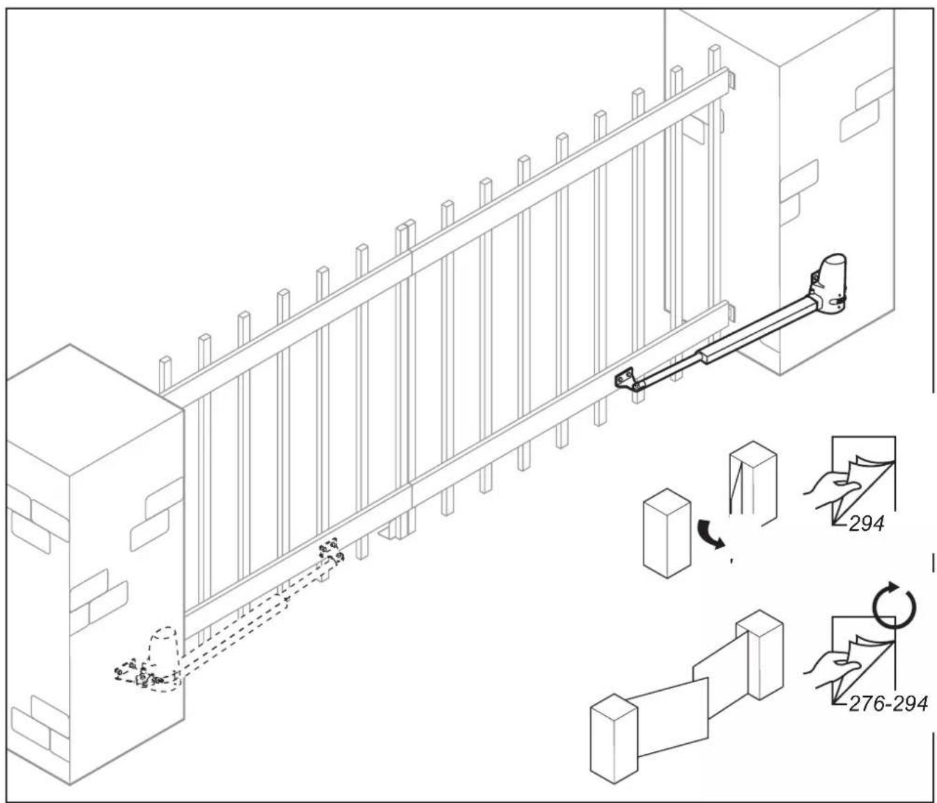 Technical diagram showing a structural assembly with labeled components and directional arrows indicating motion or movement.
