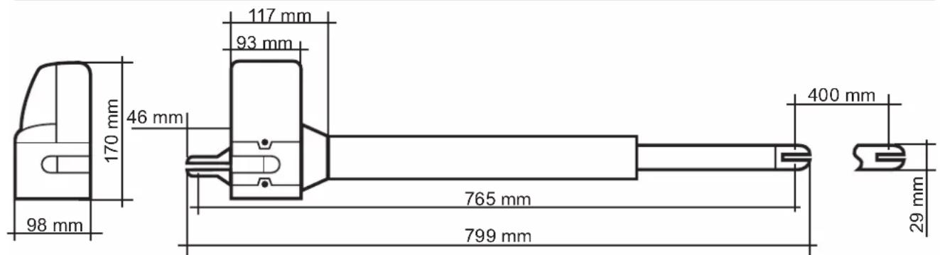 170 mm 46 mm 98 mm 117 mm 93 mm 765 mm 799 mm 400 mm 29 mm