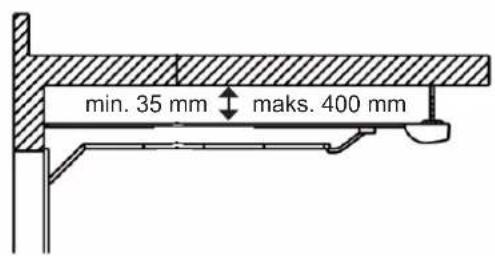 min. 35 mm maks. 400 mm