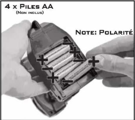 4 x PILES AA (NON INCLUS) NOTE: POLARITÉ