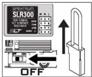 SPEKTRUM SLR300 ON FAGNLY SET SURFACE RECEIVER SLT OFF AUX THIN STR RMS 11