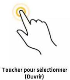 Toucher pour sélectionner (Ouvrir)