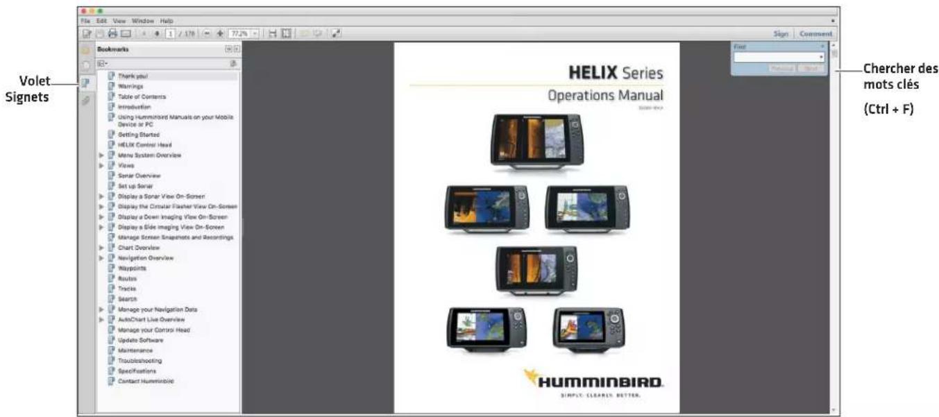 Vollet Signets HELIX Series Operations Manual Chercher des mots clés (Ctrl + F) HUMMINBIRD. SIMPLY CLEARLY BUTTON.