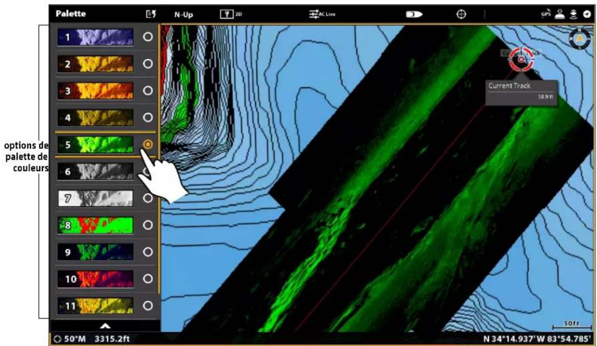 Palette N-Up 3D AC Lives GPS 1 2 3 4 5 6 7 8 9 10 11 options de palette de couleurs Current Track 58.9 ft 50°M 3315.2ft N 34°14.937'W 83°54.785'