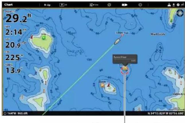 Chart N Up 29.2ft Time 2:14 PM Soc 20.9 KOC 225° Hyperv 13.9° Capeet View 130 MudGroot 164*M 960.6ft N 34°13.829' W 83°56.690'