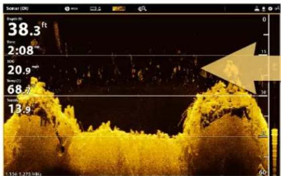 Sonar (OR) Depth (ft) 38.3 ft Time 2:08 ms NOS 20.9 min Time(D) 68.7 Suppln 13.9 1:50: 3.225 kPa