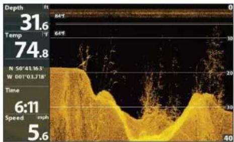 Depth 31.6 Temp 74.8 N 50°41.16'3 W 001°03.718' Time 6:11 Speed mph 5.6