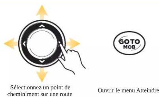 Sélectionnez un point de cheminement sur une route GOTO MOB Ouvrir le menu Atteindre