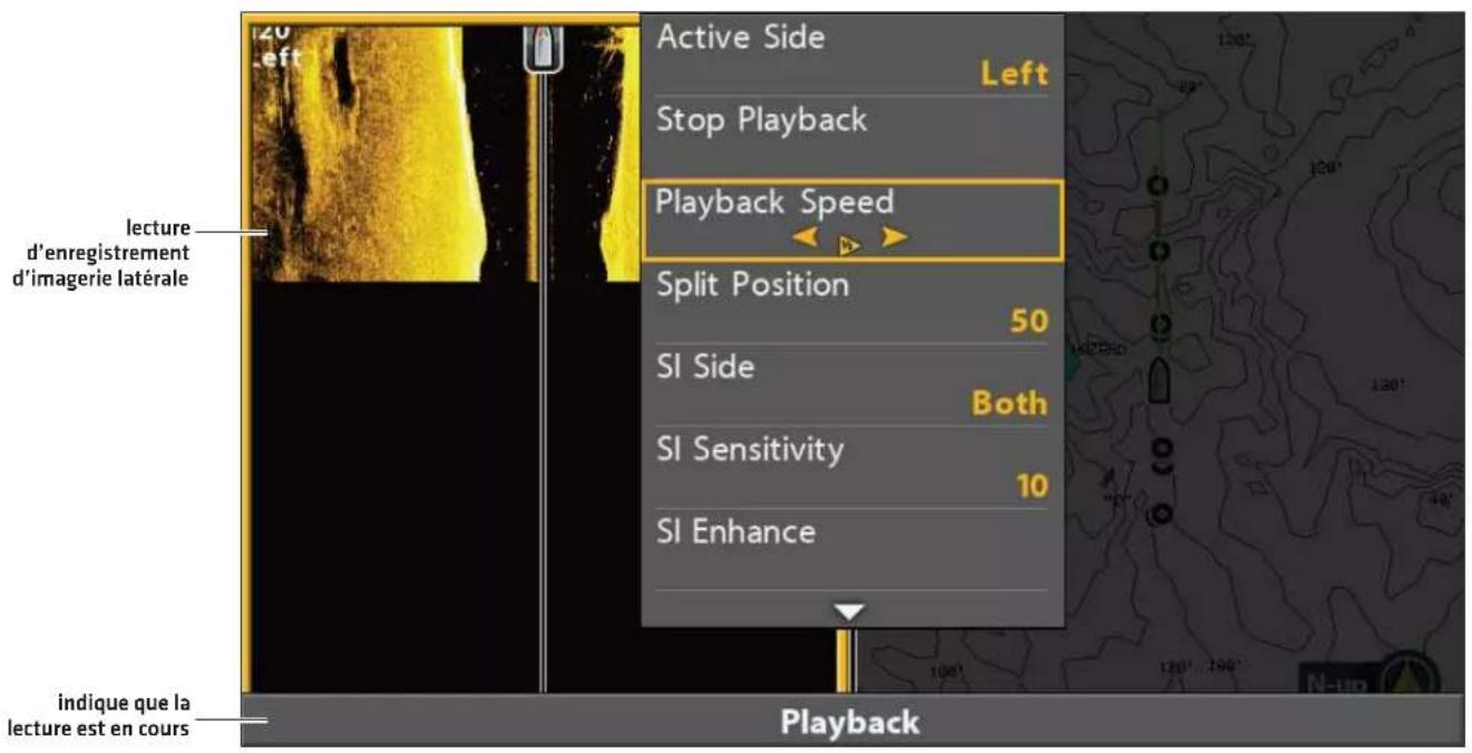 20 Left Active Side Left Stop Playback Playback Speed Split Position 50 SI Side Both SI Sensitivity 10 SI Enhance Indique que la lecture est en cours Playback