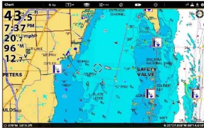 43.5 7:37 PM 20.7 96° M 12.7 PETERS ULDS 21 ENTRAOA CHANNEL BISCLAYNE NATIONAL PARK SAFETY VALVE CORN COLDER NET N 25°37.038'W 00°14.61" 270° M 5019.3ft