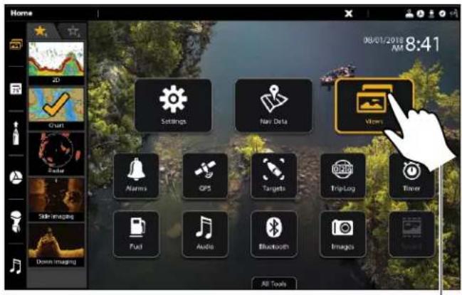 HUMMINBIRD SOLIX 12 CHIRP GPS - Sélectionner (ouvrir) un outil, widget, ou affichage - 1
