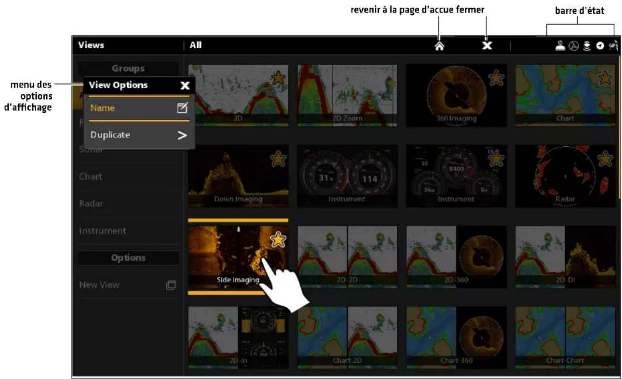 revenir à la page d'accue fermer barre d'état Views Groups View Options Name Duplicate menu des options d'affichage 2D 2D Zoom 360 Imaging Chart Down Imaging Instrument 55 3400 Instrument Radar Instrument Options Side Imaging 2D 2D 2D 360 2D DI 2D in Chart 2D Chart 360 Chart Chart