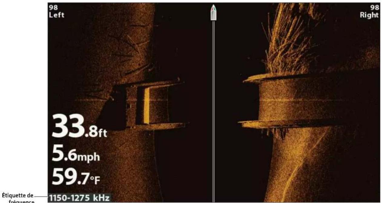 98 Left 33.8ft 5.6mph 59.7°F Étiquette de fréquence 1150-1275 kHz 98 Right