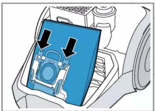 Diagram of a device interior showing a blue screen with black arrows pointing to it, no text or symbols present.
