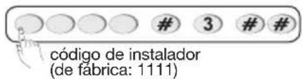 código de instalador (de fábrica: 1111)