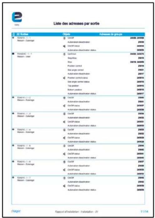 HAGER TXA100 - Format du rapport d'installation - 7