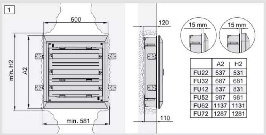 HAGER FU72DN - Montage affleurant pour coffrets encastrés - 1