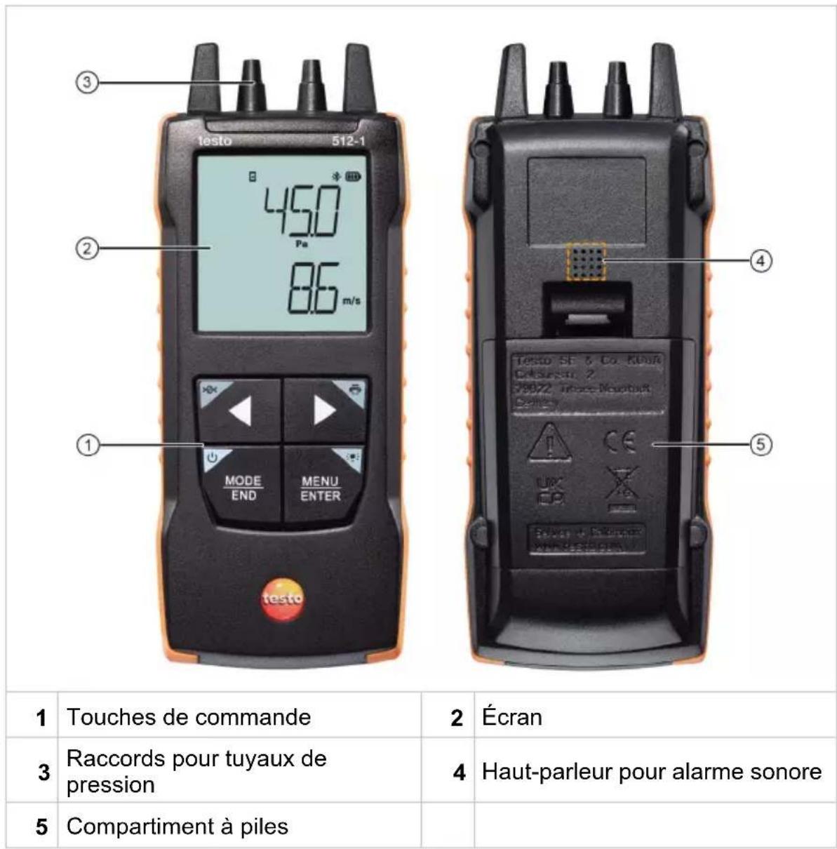 Testo 512-2 - Aperçu de l'appareil - 1