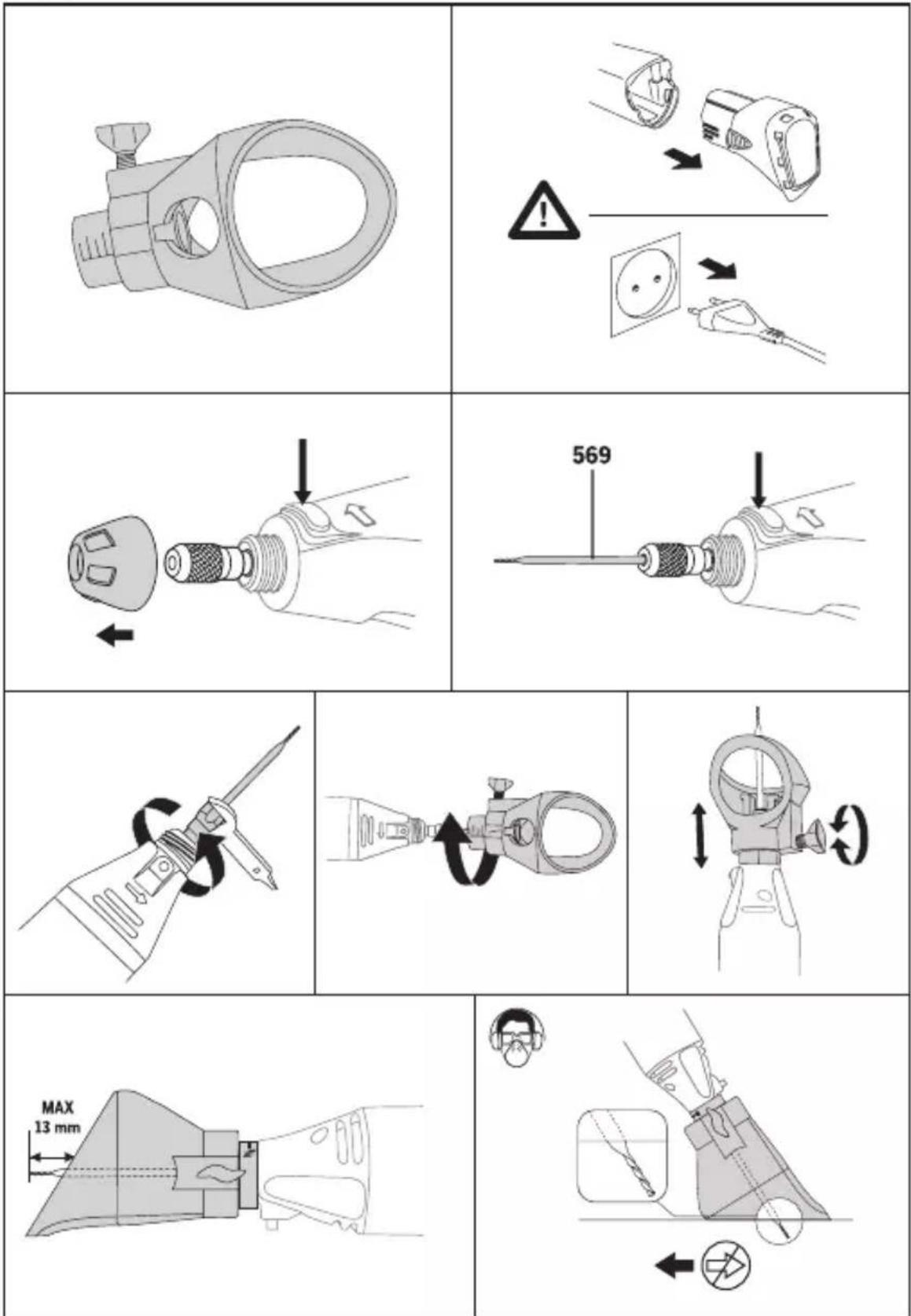 Technical diagram showing a mechanical assembly with labeled parts and directional arrows indicating motion or assembly steps.