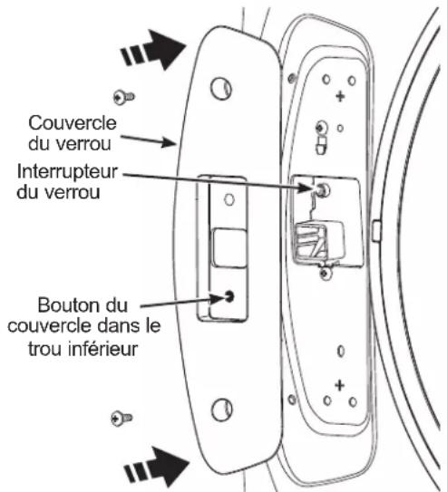Couvercle du verrou Interrupteur du verrou Bouton du couvercle dans le trou inférieur