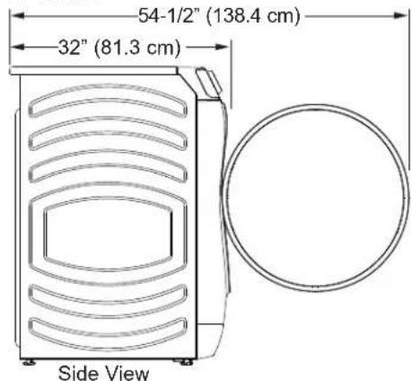 54-1/2" (138.4 cm) 32" (81.3 cm) Side View