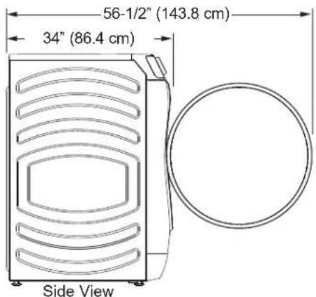 56-1/2" (143.8 cm) 34" (86.4 cm) Side View