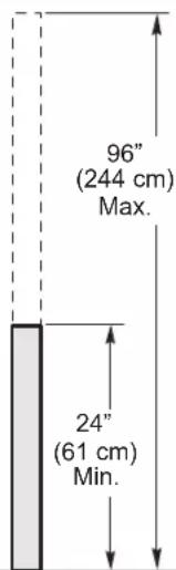 96" (244 cm) Max. 24" (61 cm) Min.