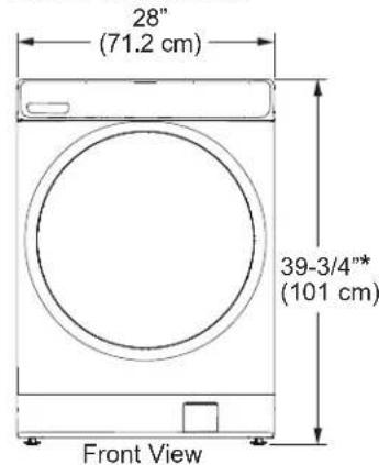 28" (71.2 cm) 39-3/4"* (101 cm) Front View