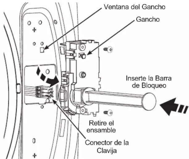 Ventana del Gancho Gancho Inserte la Barra de Bloqueo Retire el ensamble Conector de la Clavija