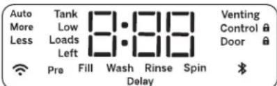 Auto Tank 0:018 Venting More Low Control Less Loads 0:018 Door Left Pre Fill Wash Rinse Spin Delay