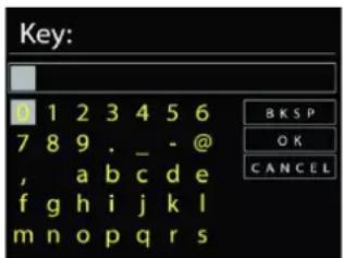 Key: 0 1 2 3 4 5 6 7 8 9 . _ - @ , a b c d e f g h i j k l m n o p q r s B K S P O K C A N C E L