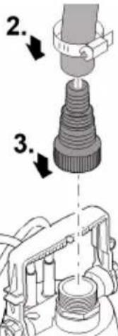 Technical diagram showing a mechanical assembly with numbered steps and component details