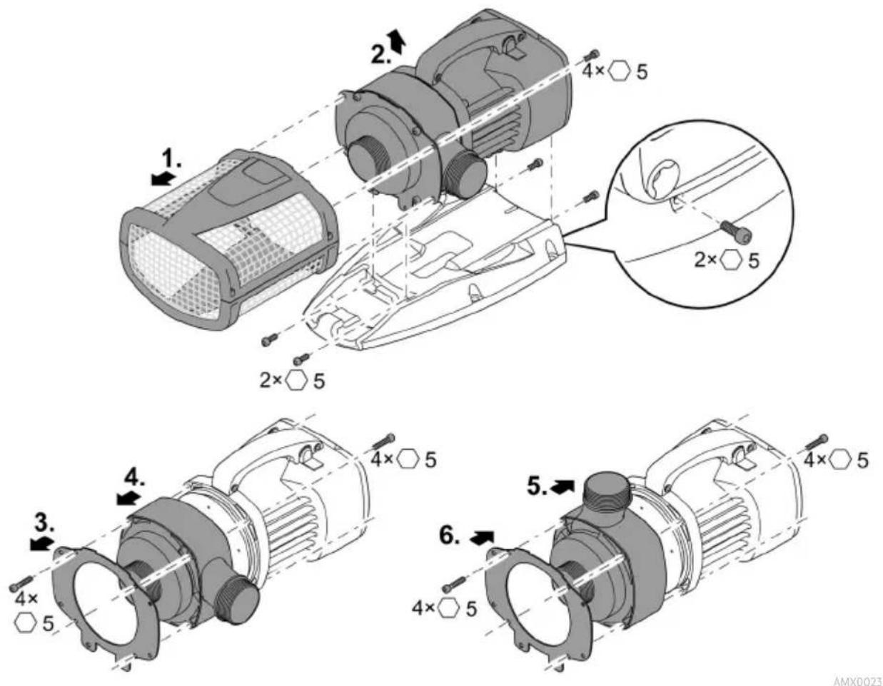 OASE AquaMax Eco Expert 27000/12 V - Turning the pump casing to achieve a different position - 1