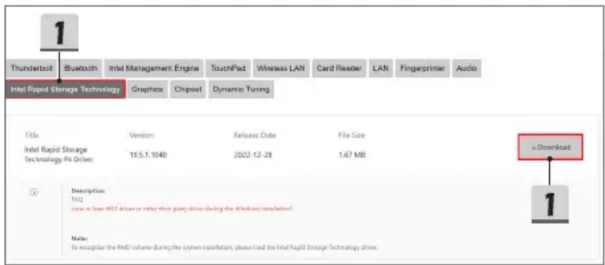 MSI Vector GP68HX - Comment charger le pilote IRST pendant l'installation de Windows - 1