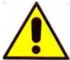 Yellow triangular warning sign with black exclamation mark symbol